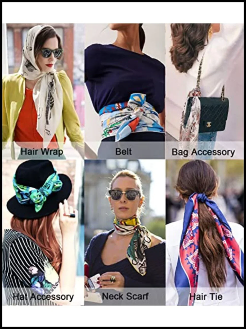 100% Pure Mulberry Silk Square Scarf 27x27 Lightweight Hair Headscarf